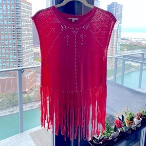 Rebecca Minkoff Frayed Top • Coral • Size XS